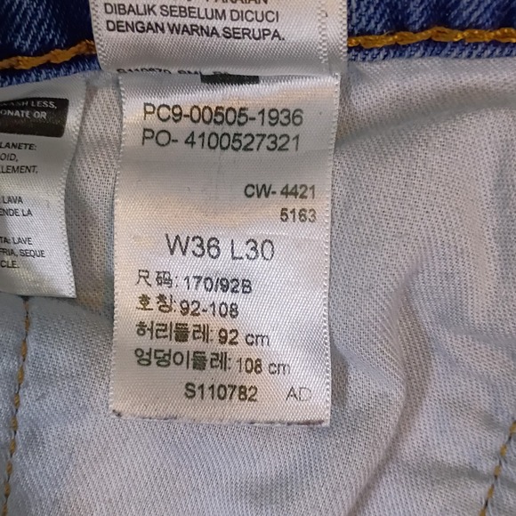 Levis 505 Mens 36x30 Blue Denim Jeans Straight Fit - Picture 13 of 14